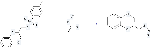 Potassium thioacetate is used to produce 2-acetylthiomethyl-1,4-benzodioxan by reaction with 2-(toluene-4-sulfonyloxymethyl)-2,3-dihydro-benzo[1,4]dioxine.
